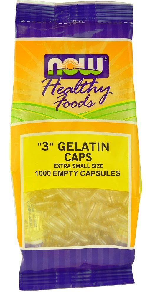 Now Foods - Gelatin ריקה קפסולות בגודל 3 (Extra Small Size) - 1000 Gelcaps