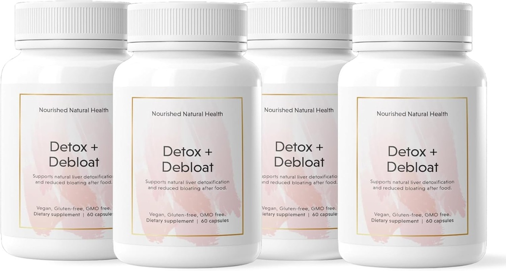Nourished Natural Detox + Debloat - Milk Thistle & Dandelion Root תוסף לנשים - Bloating Relief & Digestion Support - 240 קפסולות