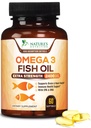 אומגה 3 שמן דגים 2400 מ"ג - תוספת כוח משולש EPA & DHA Fatty Acids for Heart, Brain & Joint Support - Wild-Caught, Burpless, Lemon Flavor - Natural, non-GMO, Gluten-Free - 60 Softgels