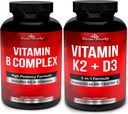 ויטמין Super B מורכב ויטמין & ויטמין K2 עם D3 Bundle