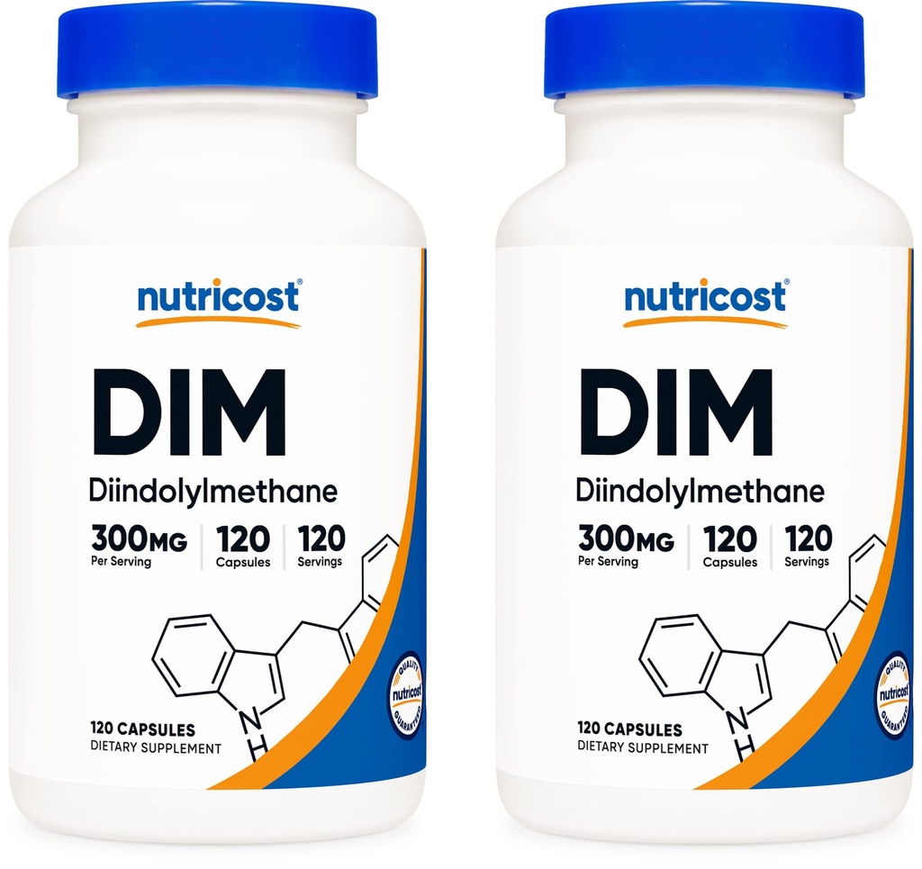 חומרים מזינים DIM (Diindolylmethane) 300 מ"ג, 120 קפסולות עם bioPerine (2 בקבוקים)