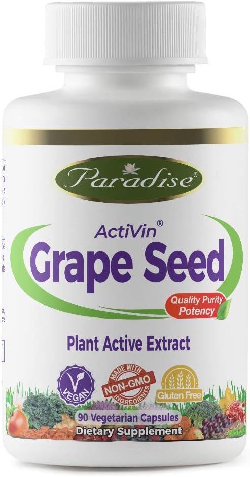 Paradise Herbs Vegetarian כמוסות, Activin Grape Seed עם Amla, 90 Count