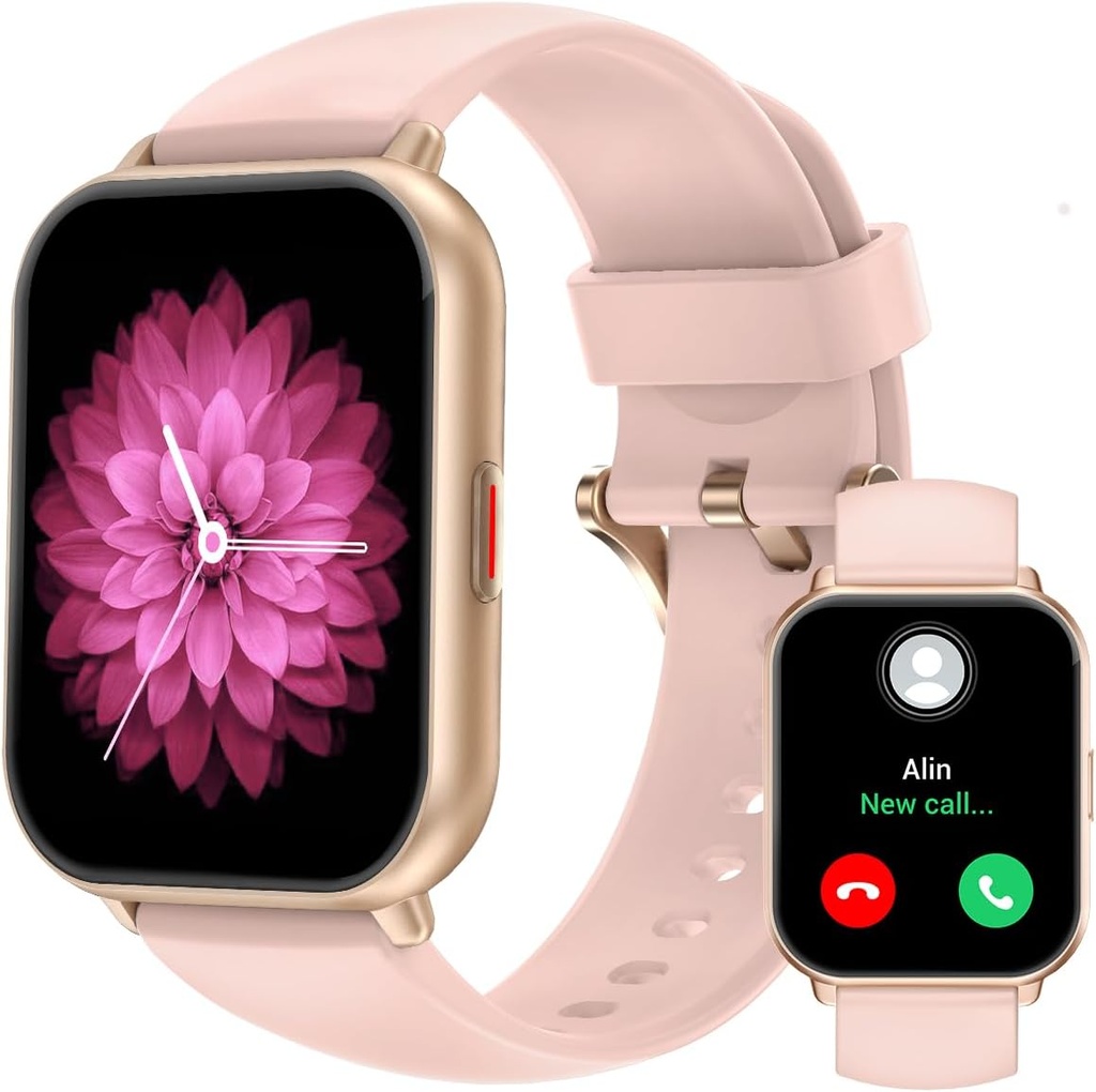 RUIMEN Smart Watches for Men (Answer / Make Calls, 2 Bands Included), 1.8 "Smartwatch for iOS / Android Phones, Fitness Tracker Heart Rate/Sleep Monitor Digital Watch Waterהוכחה למים ורודים
