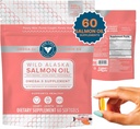 Trident Seafoods Pure Catch Wild Alaskan Fish Oil for Women + Vitamin D3 - Omega-3 Salmon Fish Oil Supplement - EPA and DHA - 60 Count Daily Citrus Soft Gel - Joint Support, Skin, and Heart Health