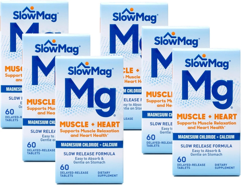 Slow Magnesium Chloride ו Calcium, 60 טבליות כל (Value Pack של 6)