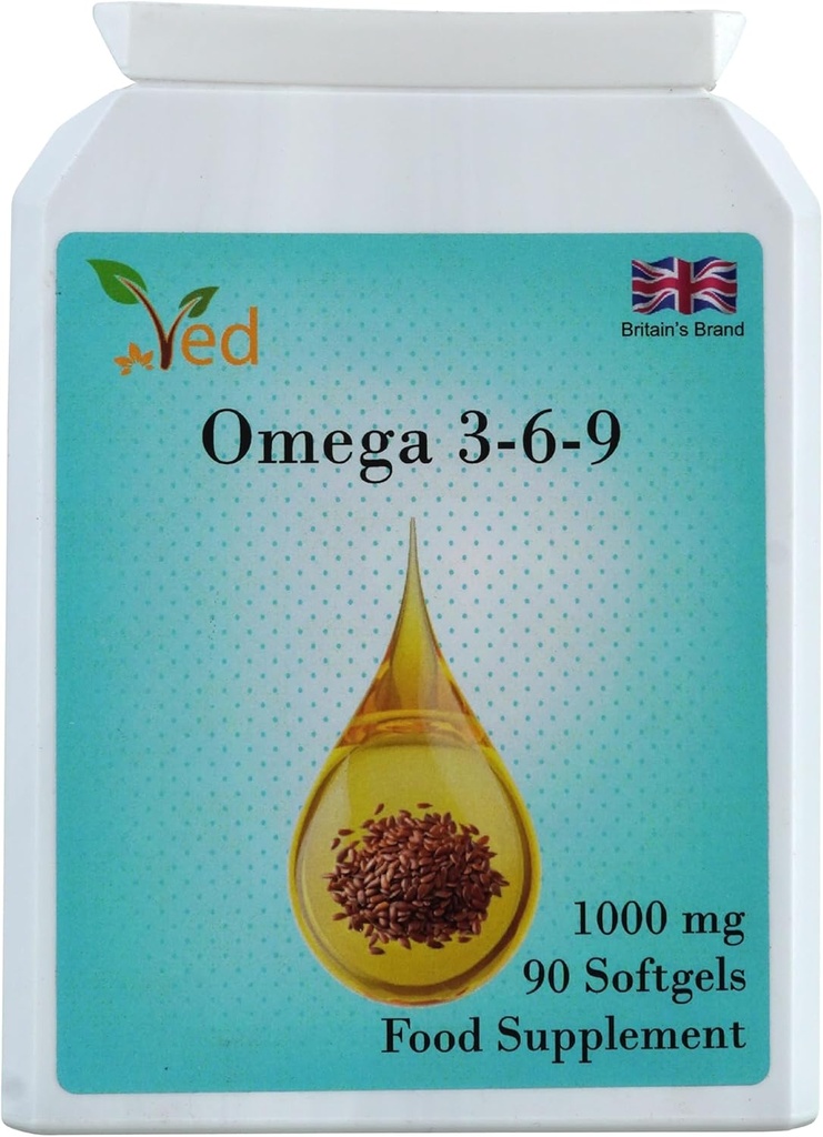 Ved אומגה 3-6-9 מזון תוסף Softgel, משמן קר העיתונות Flaxseed, 1000 מ"ג 90 Soft Gel - 90 יום אספקה.