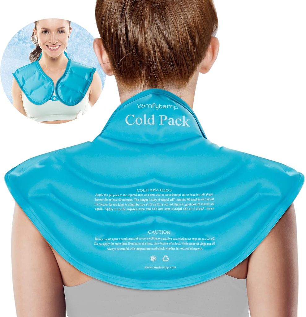 חבילת קרח לצוואר להקלה, Resuable G Shoulder Cooling Wrap for Upper Back, Cold Compress Physical Therapy for Cervical Injuries, Men Women Gift