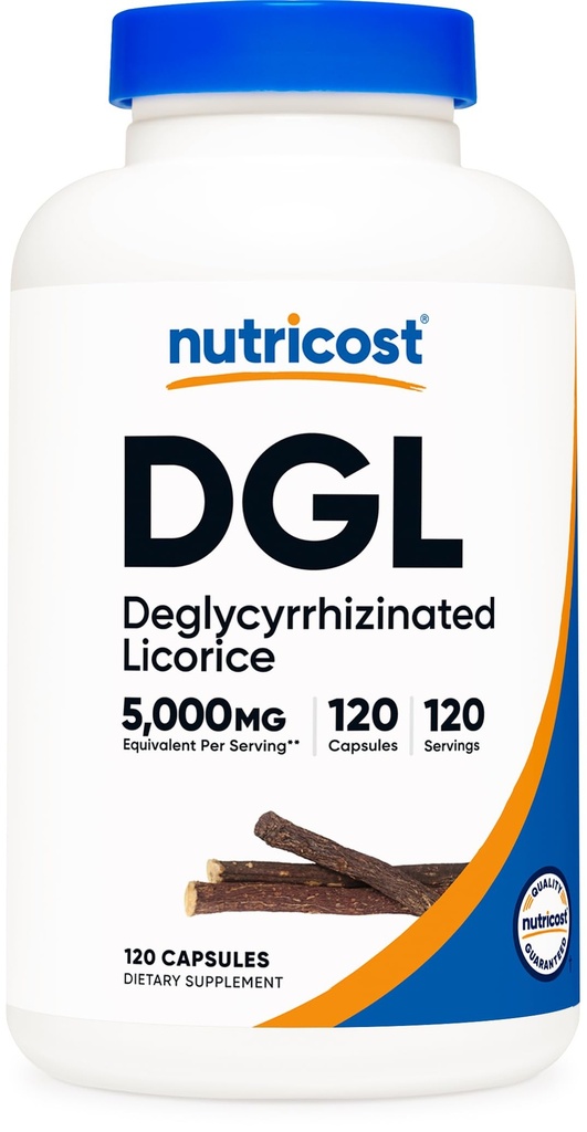 חומרים מזינים DGL Deglycyrrhizinated Licorice לחלץ קפסולות (500 מ"ג, Equivalent to 5, 000 מ"ג Licorice, 120 משרתות) - Non GMO, טבעוני