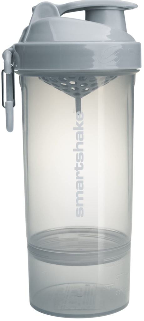 Smartshake O2GO One פלסטיק חלבון Shaker 800 מ"ל | 27 oz - Leakהוכחה Screw-on Lid - BPA Free - Unisex - Mist Gray