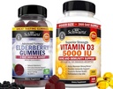 BioSchwartz Elderberry Gummies עם Zinc ו ויטמין C עבור מבוגרים Immune תמיכה (1 חודש אספקה) בתוספת ויטמין D3 5000 IU 125 mcg (1 שנה)