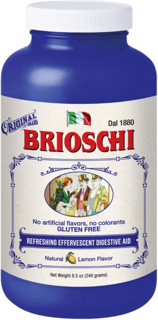 Brioschi Italian Lemon Flavored Efferscent Heartburn, Upset Stomach, Acid Indigestion, 8.5 oz בקבוק