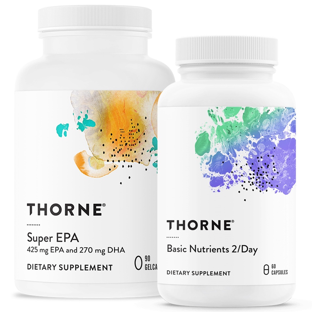 THORNE - Essentials Bundle - אומגה 3 & Multivitamin Combo - Super EPA & Basic Foodsents 2 / יום - 30 משרתים