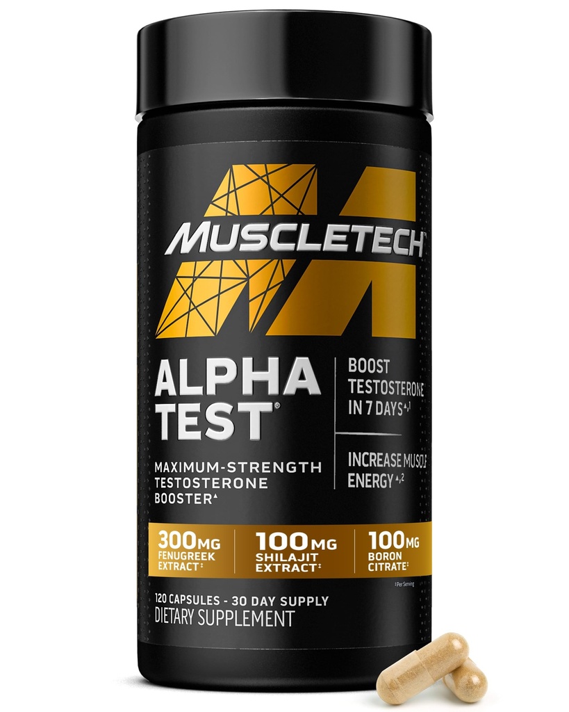 PiTech טסטוסטרון Booster עבור גברים, AlphaTest - T-Boost Mens תוספת עם Tribulus Terrestris & Boron - Daily Male Workout תוספי עבור צמיחה שרירית, Stamina & אנרגיה - 120 גלולות