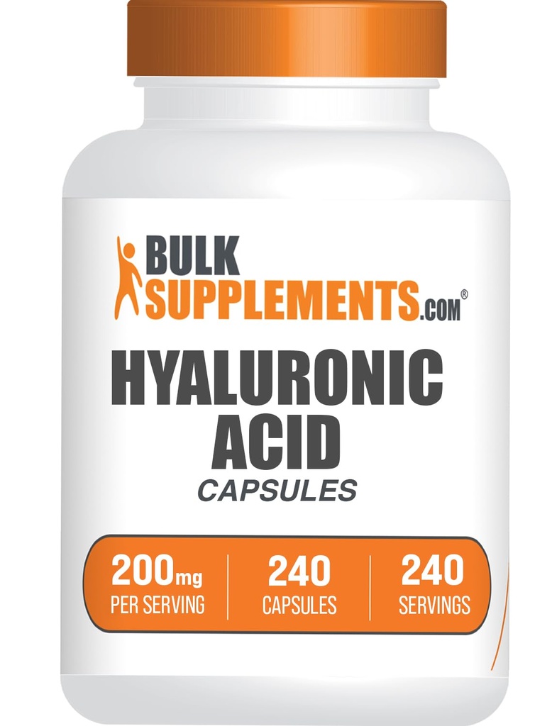 BulkSupplements.com Hyaluronic Acid כמוסות - תוספי Hyaluronic Acid, Hyaluronic Acid 200mg - Pure & Gluten חינם, 1 קפסולה לשרת, 240 הרוזן (Pack של 1)