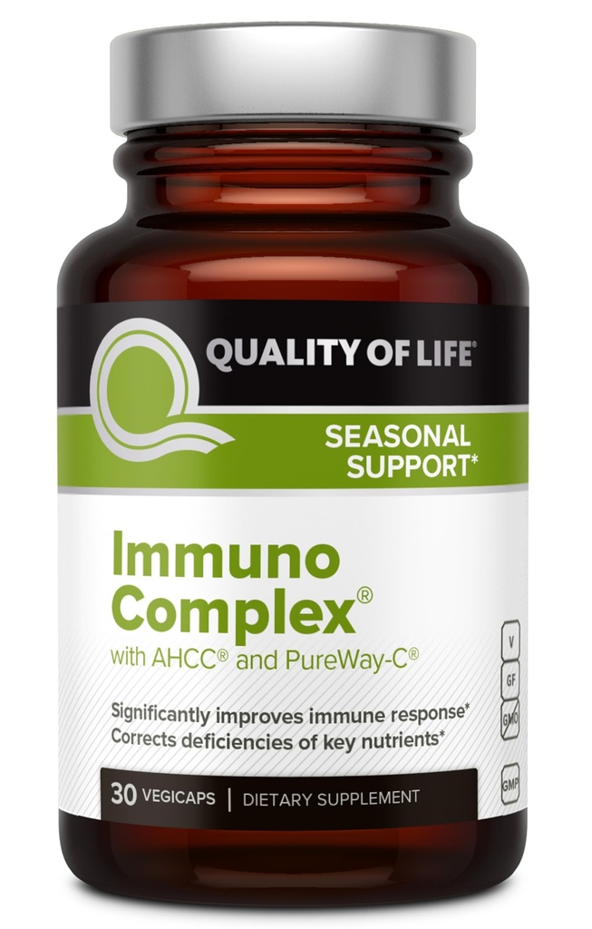 איכות החיים Immuno Complex - כולל AHCC Mushroom, ויטמין C, ויטמין D3, Copper, Zinc