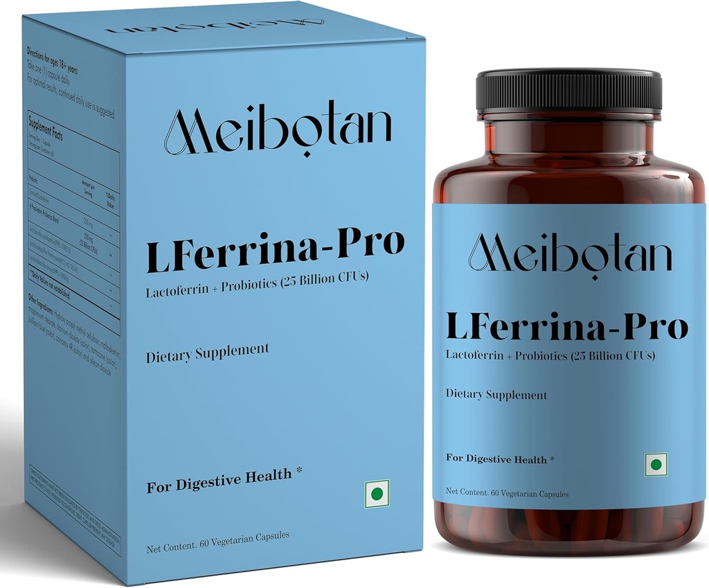 תוסף lactoferrin עם Probiotics for Men & Women - Stimulates The Immune System, Regulates Iron Metabolism, Digestion, Immunity Support - 60 Veg כמוסות