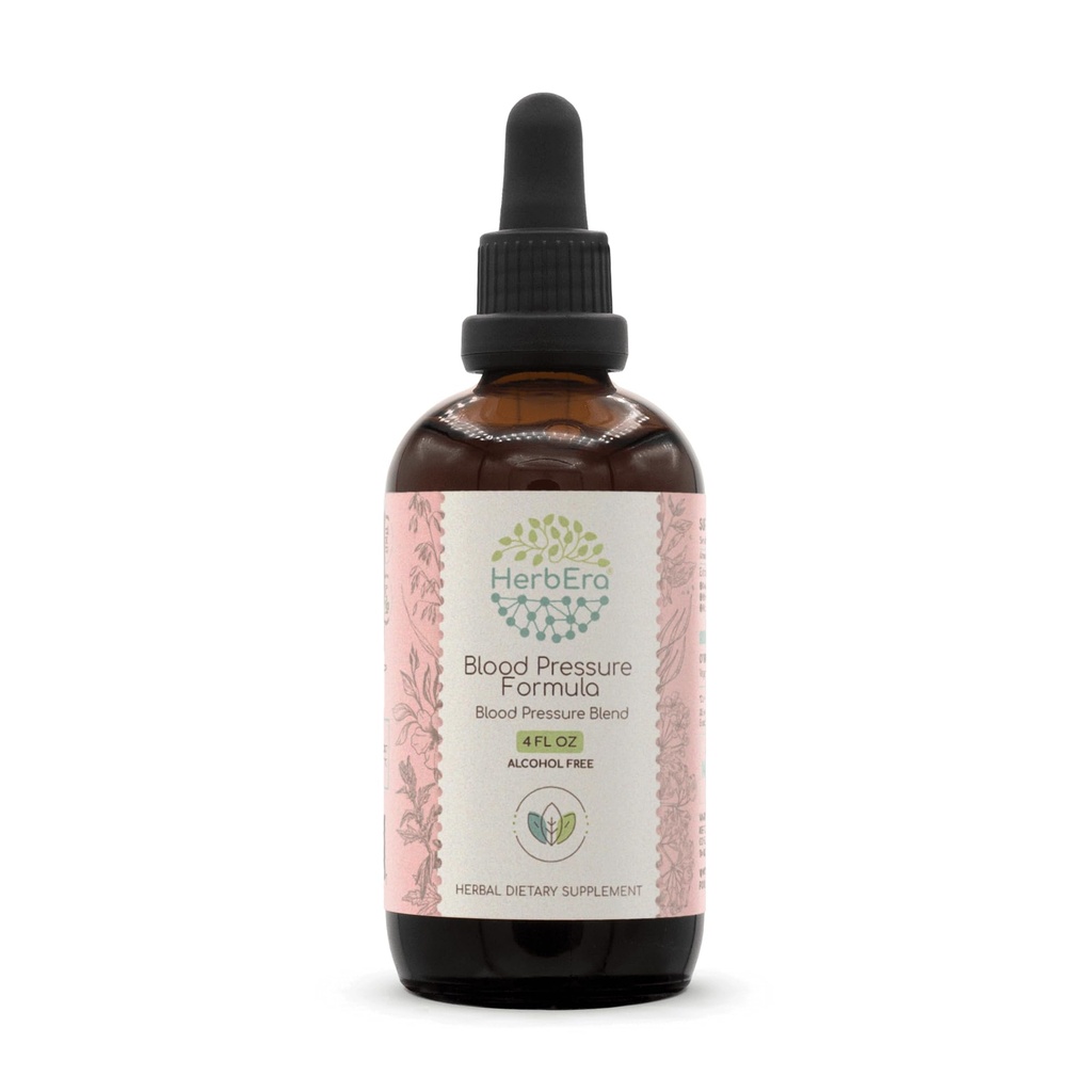 HerbEra Blood לחץ פורמולה B120 ללא אלכוהול פלט Tincture: Holhorn Leaf, Motherwort Herb, קייאן פפר, פרח Hibiscus, Spirulina. Blood Pressure 4 Fl Oz