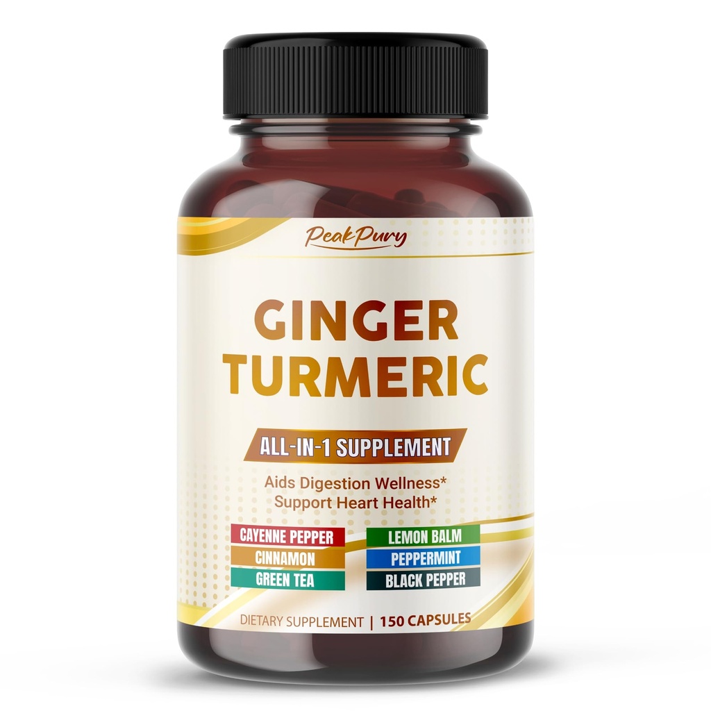 אולטרה ג'ינג'ר ו Turmeric Aids Digest & Supports Heart Health - כולל קייאן פפר, Lemon Balm, Cinnamon, Pepperנט, תה ירוק - מיוצר בארצות הברית - 150 קפסולות