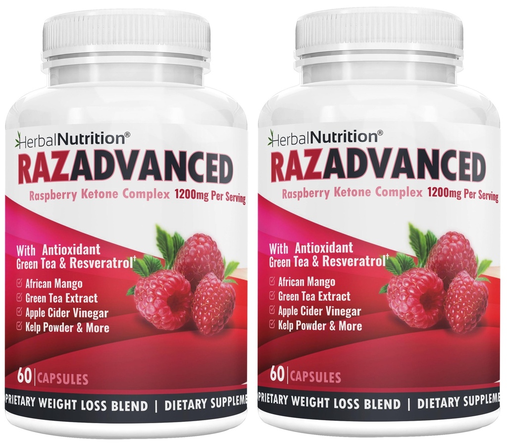 Raspberry Ketones Complex, 120 קפסולות, 2 Pack, 1200 מ"ג עבור מנגו אפריקאי, Apple Cider Vinegar, תה ירוק, Resveratrol, Acai פירות, Kelp, ו- Grapeפרי Diet & Weight Management תוסף