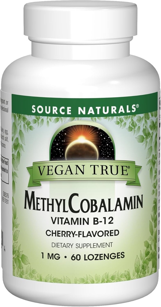 מקור Natural Methyl Cobalamin, ויטמין B-12 Cherry Flavored Dietary תוסף, 1 Mg - 60 Lozenges