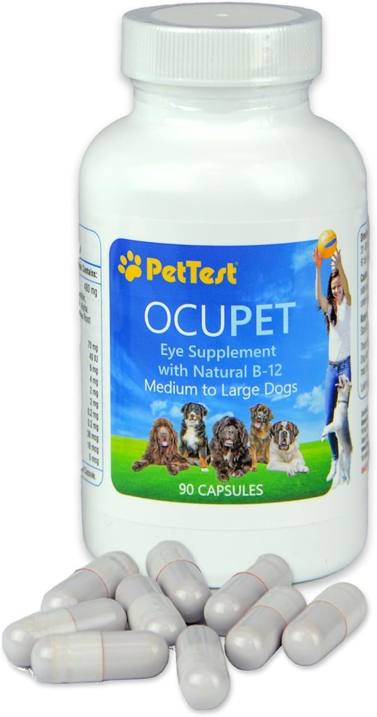 Ocupet Advanced Vision ו- Eye Health Supplement for Medium to Large Dogs ארוז עם Natural B12, Grape Seed Extractd Extracted ו Lutein כדי לתמוך חיות עם סוכרת או בעיות הקשורות עין-90