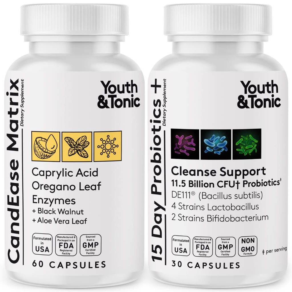נוער & Tonic Oregano & Caprylic Acid Gut בריאות תוספת עם Probiotics & Herbs עבור Gut Flor Balance, Digestive & Intestinal Health and Immune Support - 90 קפסולות