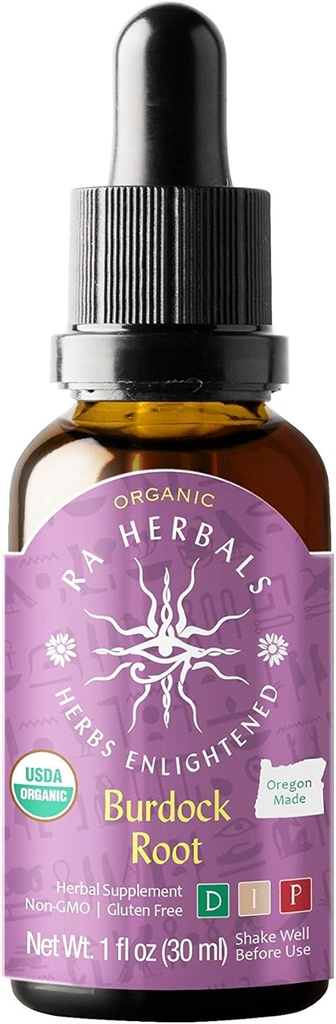 Ra Herbals אורגני Burdock שורש לחלץ - Detox תמיכה - 1 fl oz