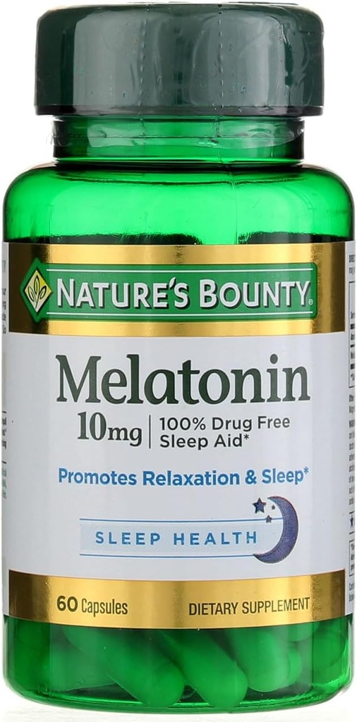 Nature's Bounty Melatonin 10 מ"ג קפסולות 60 ea (Pack of 2)