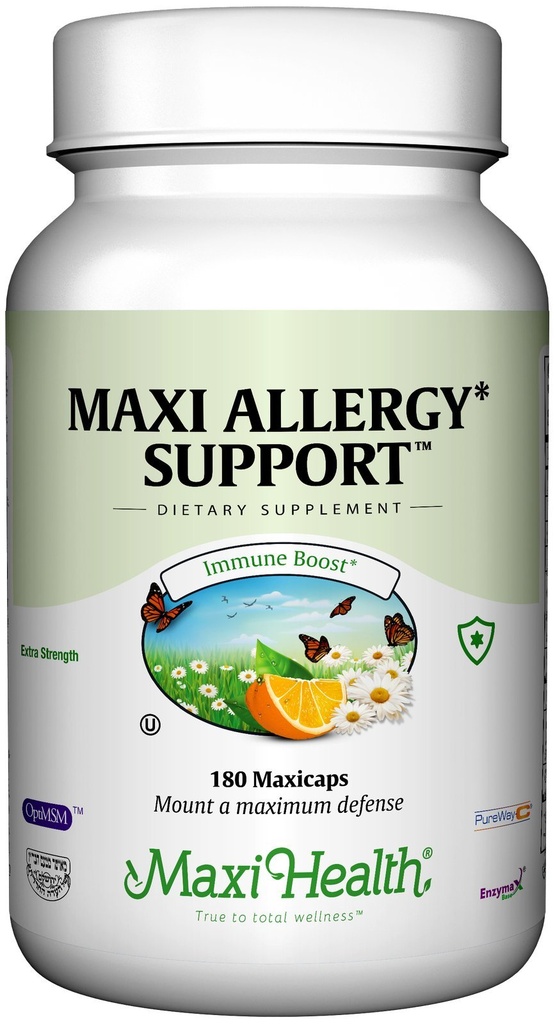 Maxi Health אלרגיה לתמיכה בוויטמין C עם MSM Sinus & Nasal Health, 180 הרוזן
