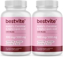 BestVITE Acetyl L-Carnitine 500 מ"ג ו-Alpha Lipoic Acid 200 מ"ג לקפסולה עם ביוטין (240 קפסולות צמחוניות) (120 x 2) - No Stearates - טבעוני - Non GMO - Gluten Free Gluten Freeten Freeten Free Gluten Freeten Freeten