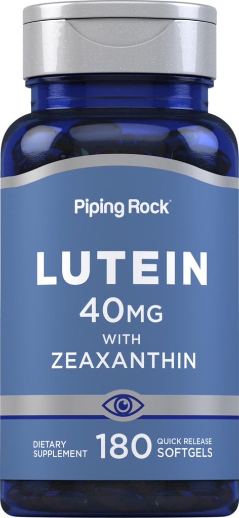 Piping Rock Lutein ו- Zeaxanthin תוסף | 40 מ"ג | 180 Softgels | ויטמינים עיניים מ-Mary Golden Flower Extract Extract