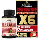 BMVINVOL 6in1 Berberine תוסף עם Ceylon Cinnamon, Tumeric Root, Milk Thistle, Artichoke, Black Pepper -120 קפסולות במשך 4 חודשים אספקה