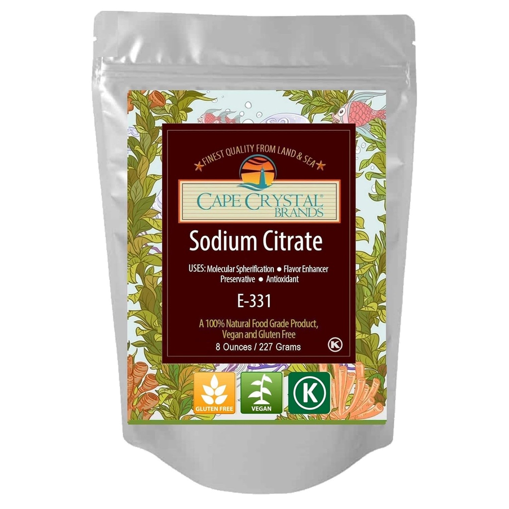 Sodium Citrate 100% מזון כיתה; מונע גאולה מוקדמת ב Spherification - מוסמך כשר ( 8 עוץ)