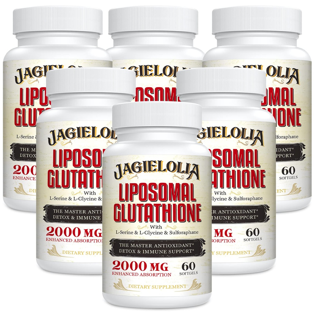Liposomal Glutathione 2000 מ"ג עם L-Serine, L-Glycine & Sulforaphane - Active L-Glutathione ייחודי פורמולציה כדי לשפר את Absorption - Master Antioxidant, Detoxifying & Immune | 360 Softgels Glugelstathione