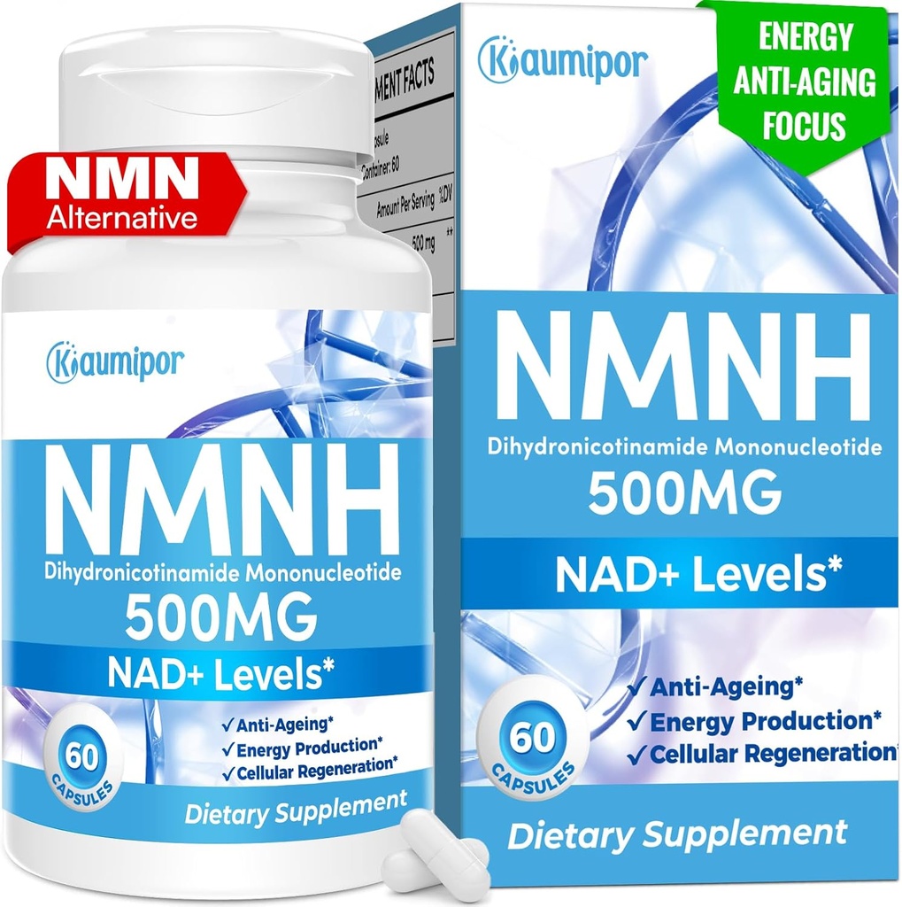 NMNH (Dihydronicotinamide Mononucleotide) NMN אלטרנטיבי תוסף, 500 מ"ג Per Serve NAD תוסף כדי Boost NAD+ רמות, עבור Anti Aging, Energy, Immunity, Focus, 60 קפסולות טבעוניות