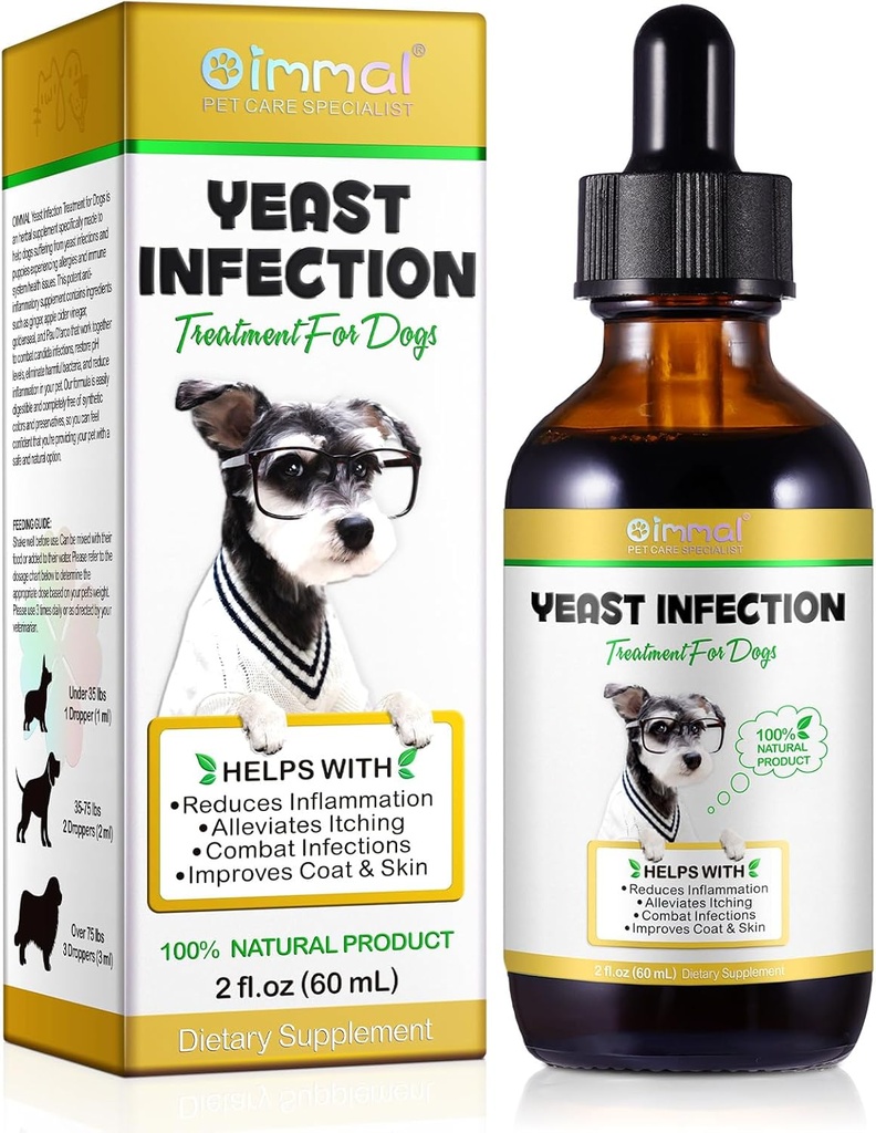 טיפול בזיהומים Yeast לכלבים, טיפול בזיהומים טבעיים של Yeast תומך בסיוע לכלבים Itch, נשימת אוזניים לכלבים, הקלה אלרגיה לכלבים, Pet Supplies Dog Herbal Supplement, Bacon Flavor - 2 oz