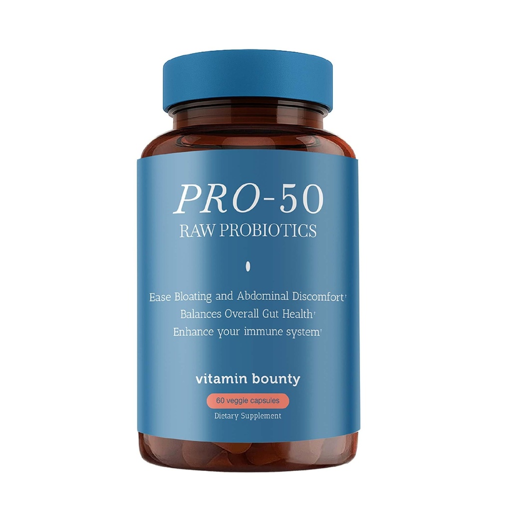 ויטמין Bounty Pro-50 Probiotics 50 מיליארד CFU לנשים וגברים - 13 Multi Strain Probiotic + Prebiotic - תוספי בריאות עיכול לתמיכה בבריאות Gut - נדחה קפסולות שחרור לגברים ונשים