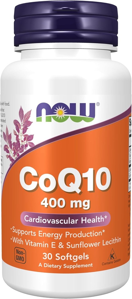 תוספי מזון עכשיו, CoQ10 400 מ"ג, כיתה פרמצבטית, All-Trans טופס המיוצר על ידי פרמנטציה, 30 Softgels