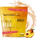 Nootropic Brain תוסף אנרגיה, Focus & Mood עם Caffeine, L-Tyrosine, Teacrine & Alpha GPC - עבור גיימרים, התעמלות Enthusiasts, סטודנטים ויזמים - 30 משרתים (Peach מנגו)