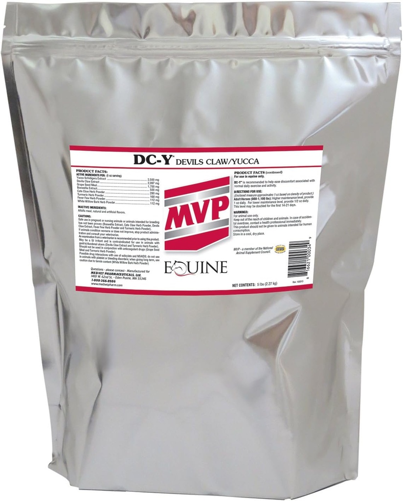MVP DC-Y (5lb) מסייע ב-Minimizing Aches ו-Tenderness בשיתוף פעולה יומיומית בסוסים.