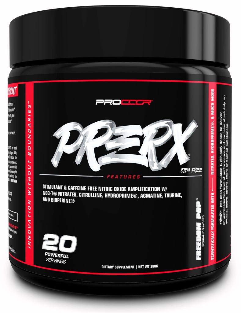 PreRx Caffeine חינם גרסה - Fully קלינית Dosed, מבחינה מדעית פורמולה ביצועים טרום עבודה עם Nitrates, באופן טבעי פלאמורed - 20 משרתות (חופש פופ)
