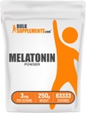 BulkSupplements.com Melatonin אבקה - מלטונין טהור, Sleep Aid for Adults - Vegan & Gluten Free, 3 מ"ג עבור משרת, 250g (Pack of 1)