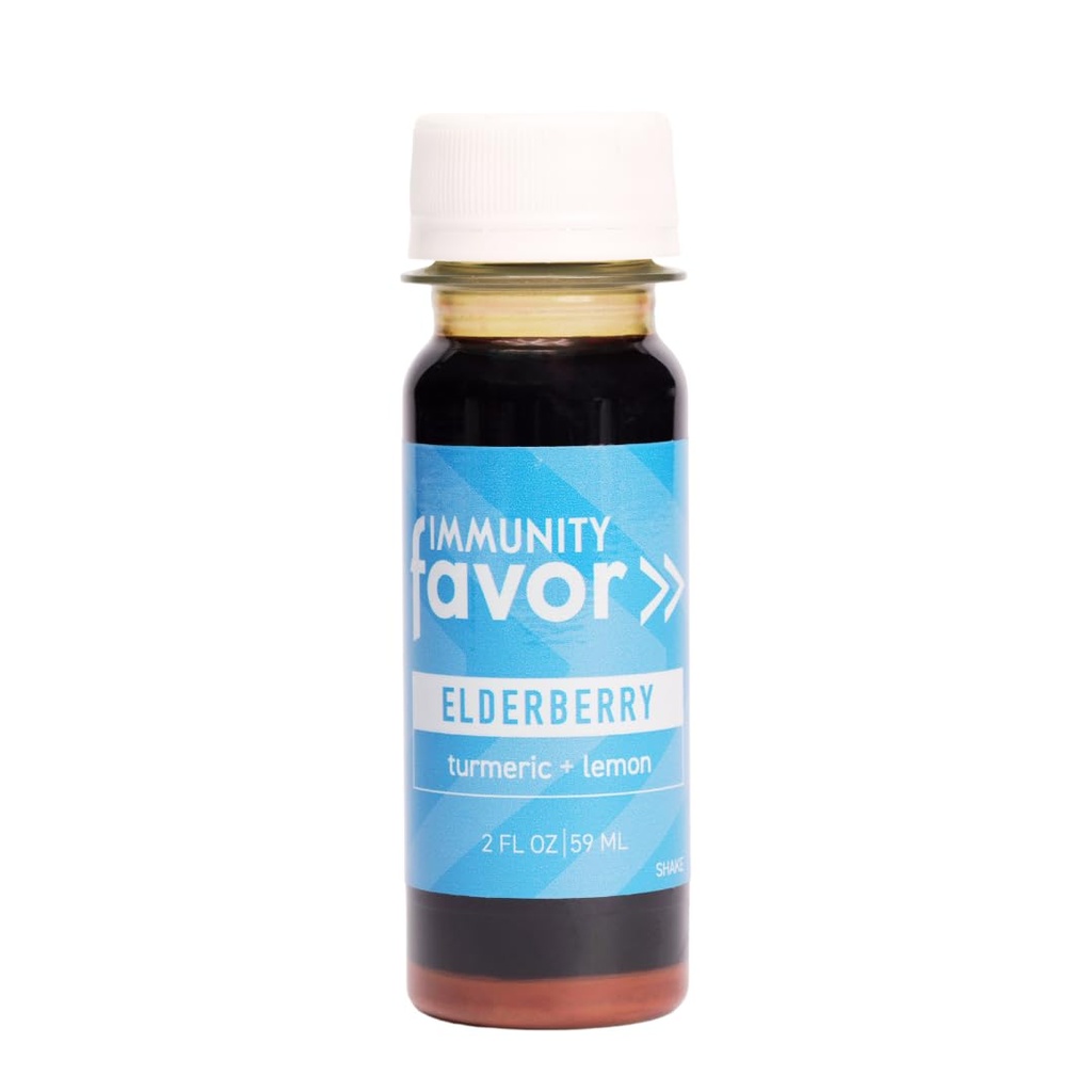 Favor Elderberry Immunity Shot - Natural Wellness Shots with Turmeric and Lemon - Drink for and Immunity Boost, ויטמינים וחומרים מזינים, & Daily Wellness - 12 Pack (2oz Each)