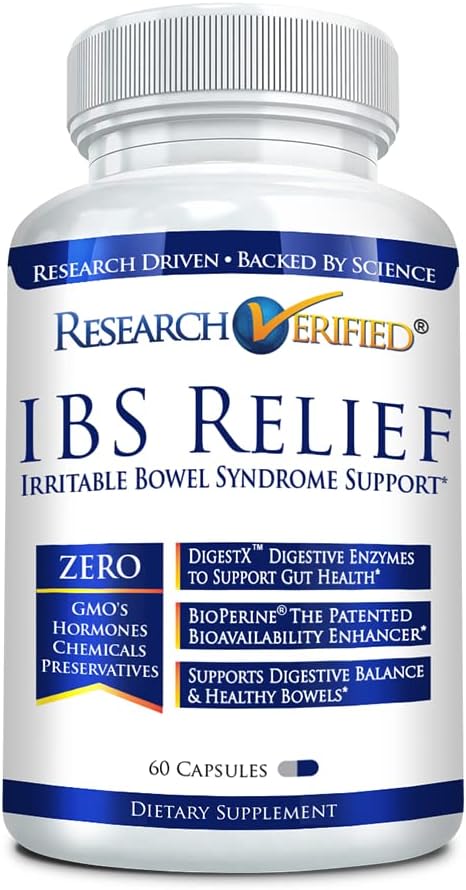 מחקר המאומת IBS Relief - Natural Digestive Enzymes, BioPerine - 60 קפסולות - חבילת 1