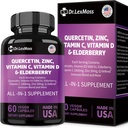 60 הרוזן Quercetin 1000mg Zinc 50 מ"ג ויטמין C 1000 מ"ג ויטמין D 5000IU Immune System תומך תוספת עם Echinacea ג'ינג'ר Bromelain Sea Mos Garlic Nettle טבעוני קפסולות עבור גברים ונשים, ארה"ב