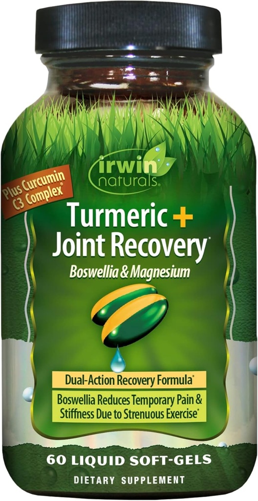Turmeric After Sport מאת Irwin Naturals, עם Boswellia & Magnesium, Powerful Post-Workout Recovery, 60 נוזל Soft-Gels