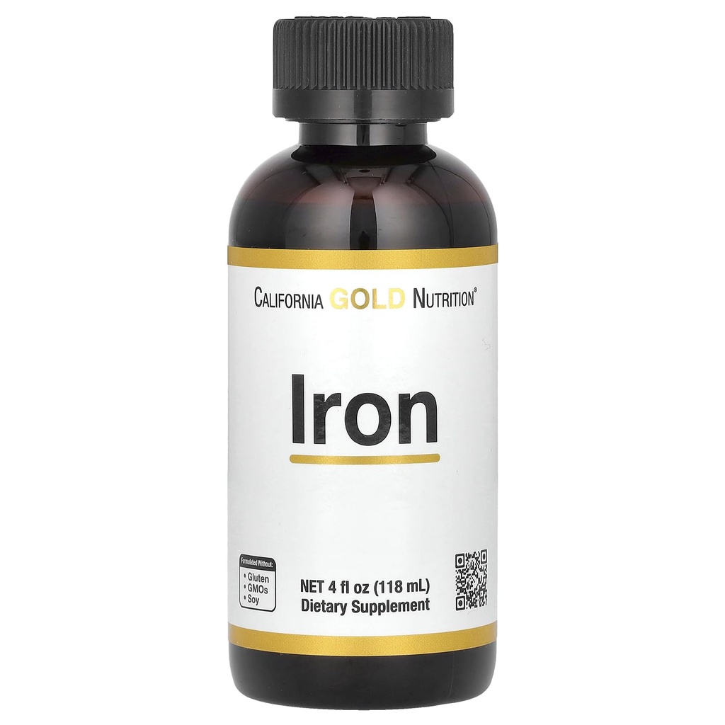California Gold Nutrition Iron, as Ferrous Bisglycinate Chelate and Yellow Dock Root, 4 fl oz Meadow)