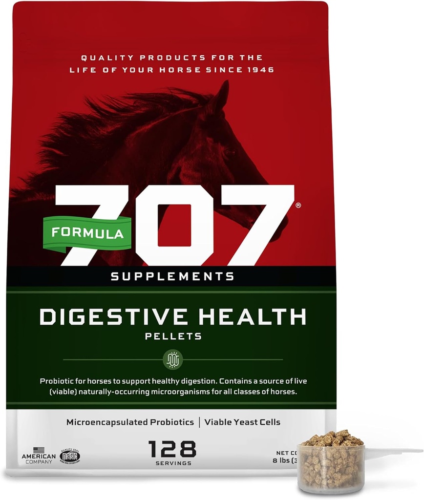פורמולה 707 Digestive Health Equine תוסף, 8lb Bag - פרוביוטיקה, Prebiotics ו Enzymes Digestive עבור סוסים