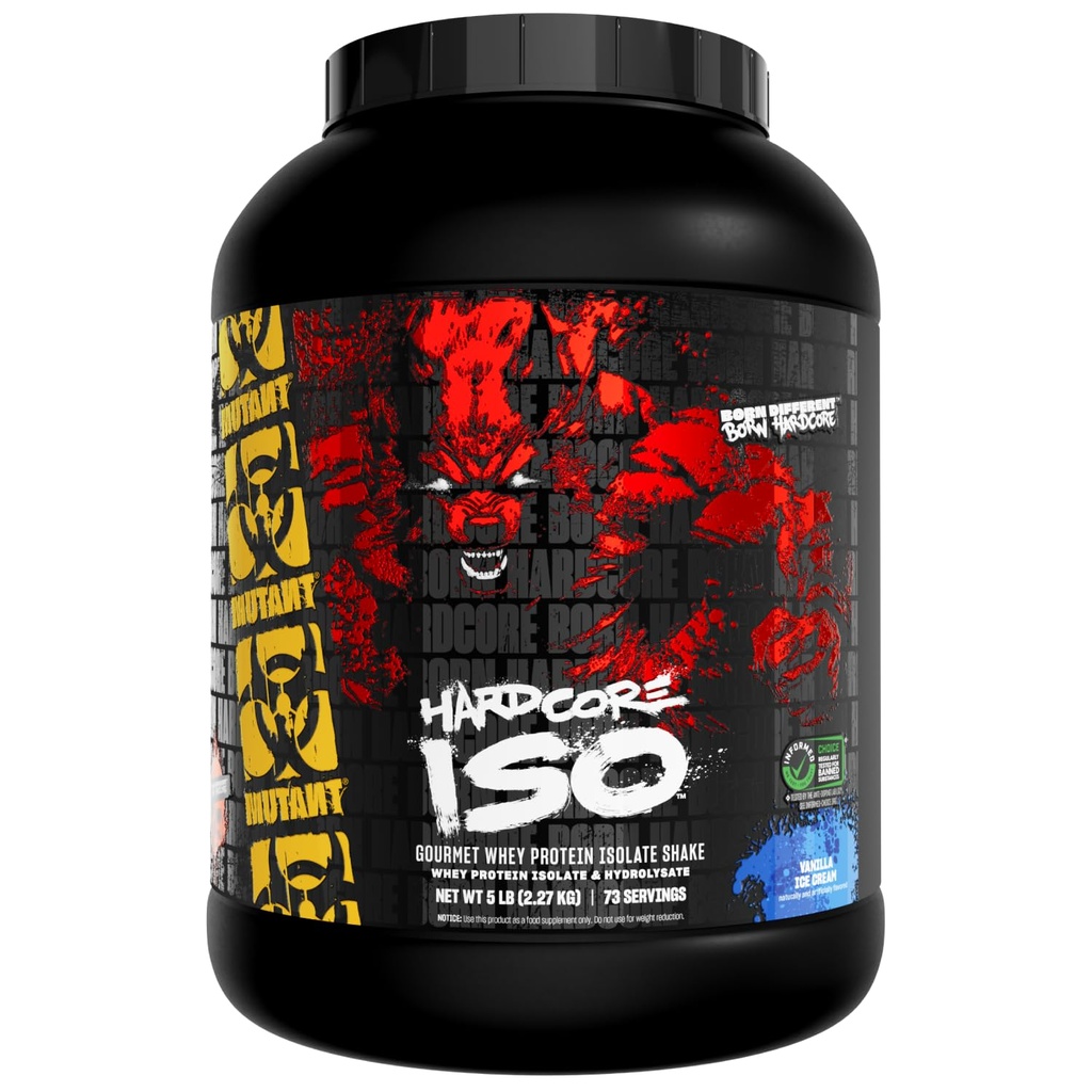 המוטאנט ISO Surge Whey חלבון Isolate אבקה לפעול מהר כדי לעזור לשחזר, לבנות שריר, בולק וכוח, 5 lb - Vanilla Ice Cream