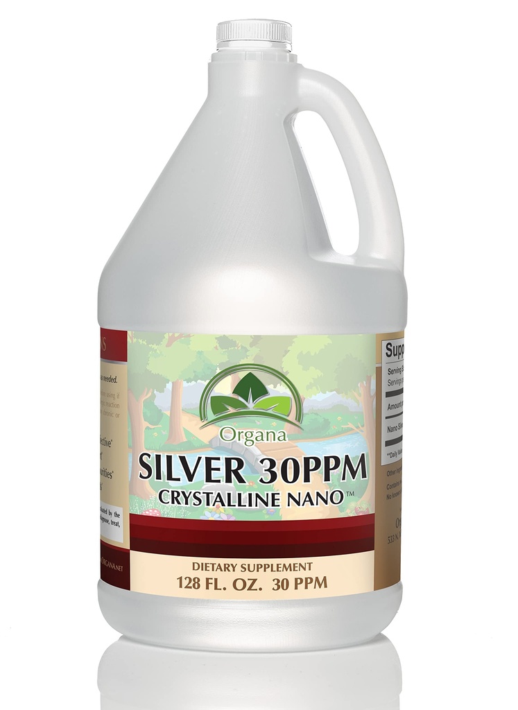 Universala Crystalline Nano Colloidal Silver - Ultra Pure Silver נוזל לתמיכה ב-Immune - Ultimate Bio Active Supplement Solution - Plata Coloidal - 1 Gallon (128 Ounces) - 30 PPM